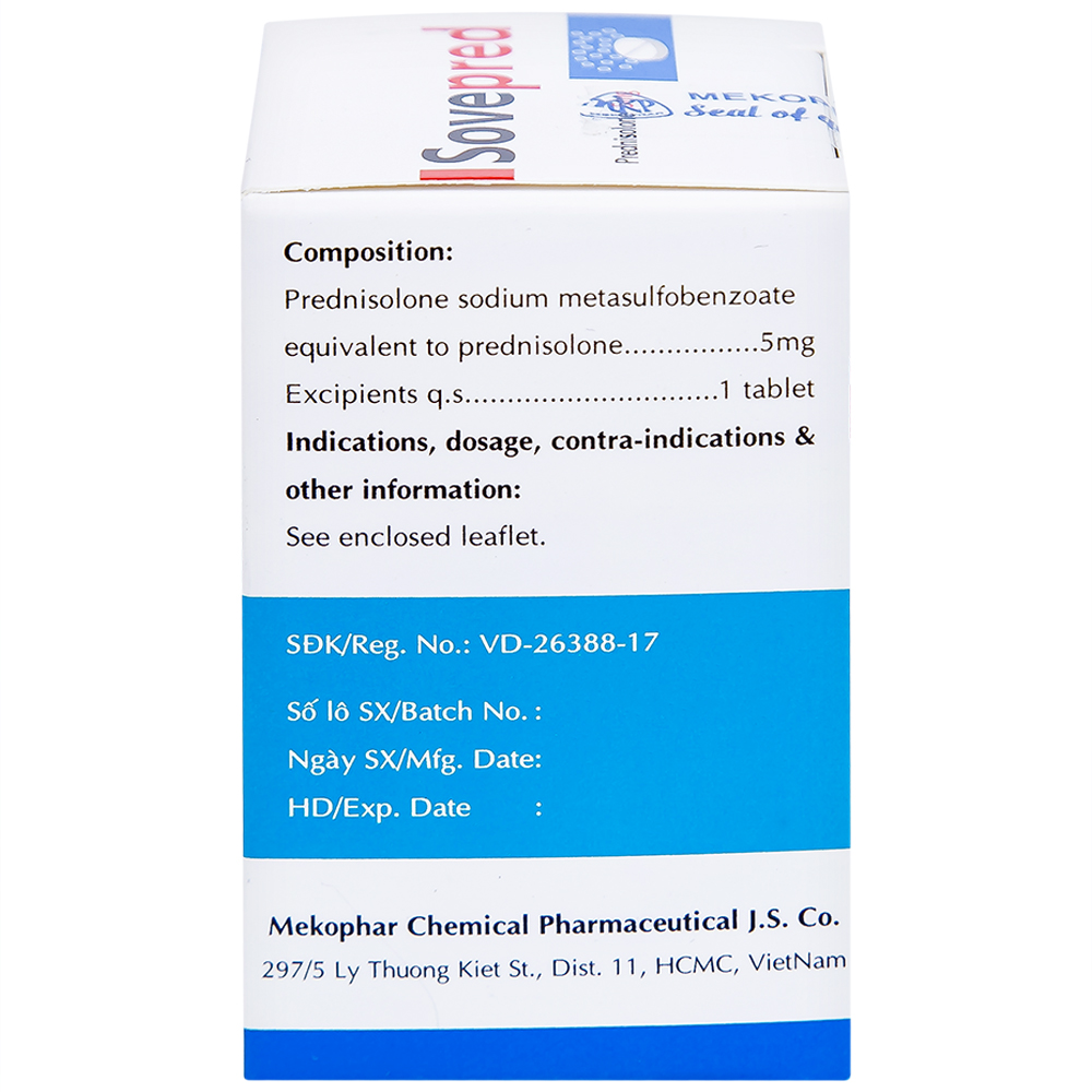 Viên sủi Sovepred Mekophar điều trị viêm khớp dạng thấp, lupus ban đỏ toàn thân (30 viên) 