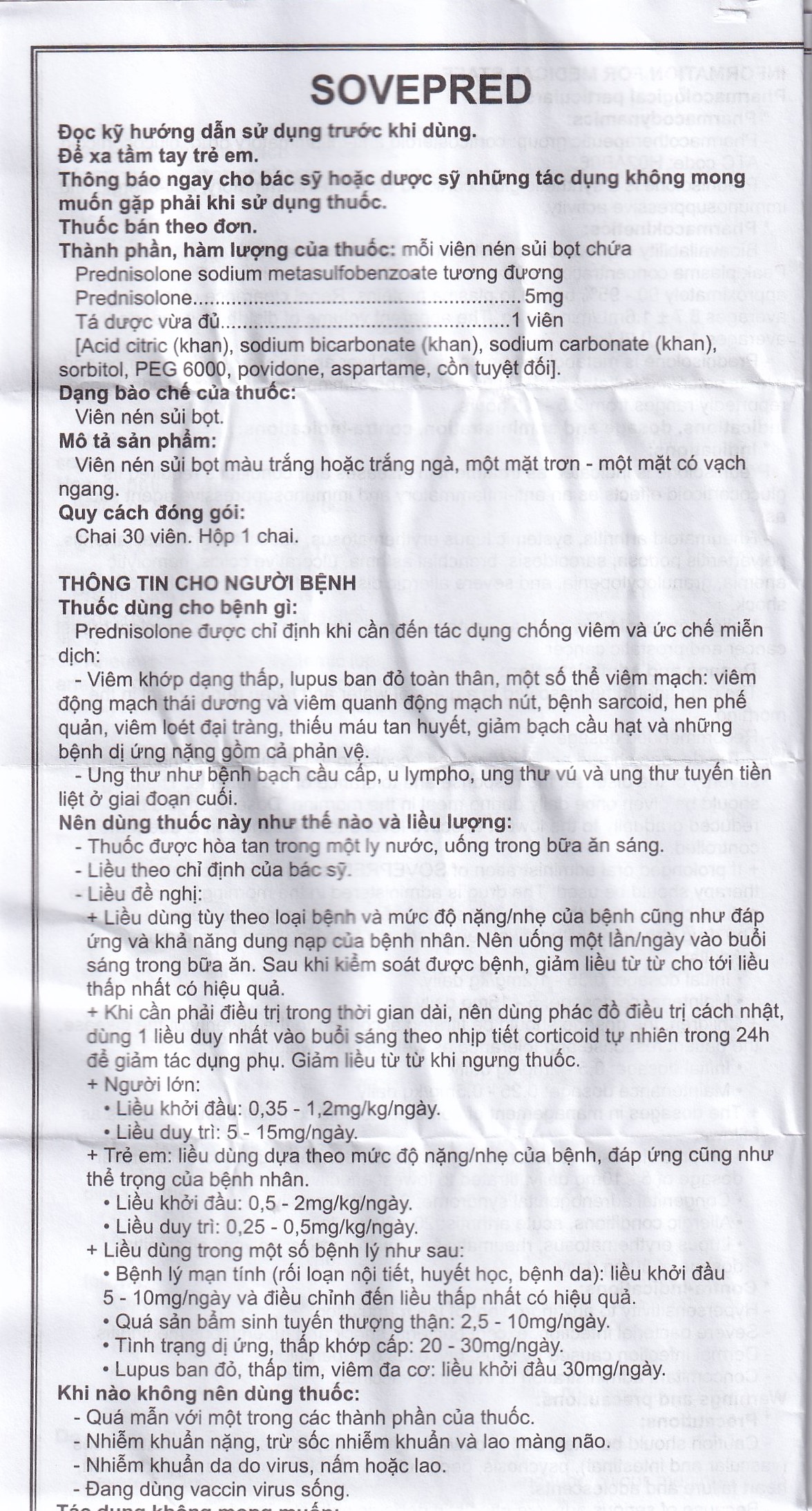 Viên sủi Sovepred Mekophar điều trị viêm khớp dạng thấp, lupus ban đỏ toàn thân (30 viên) 