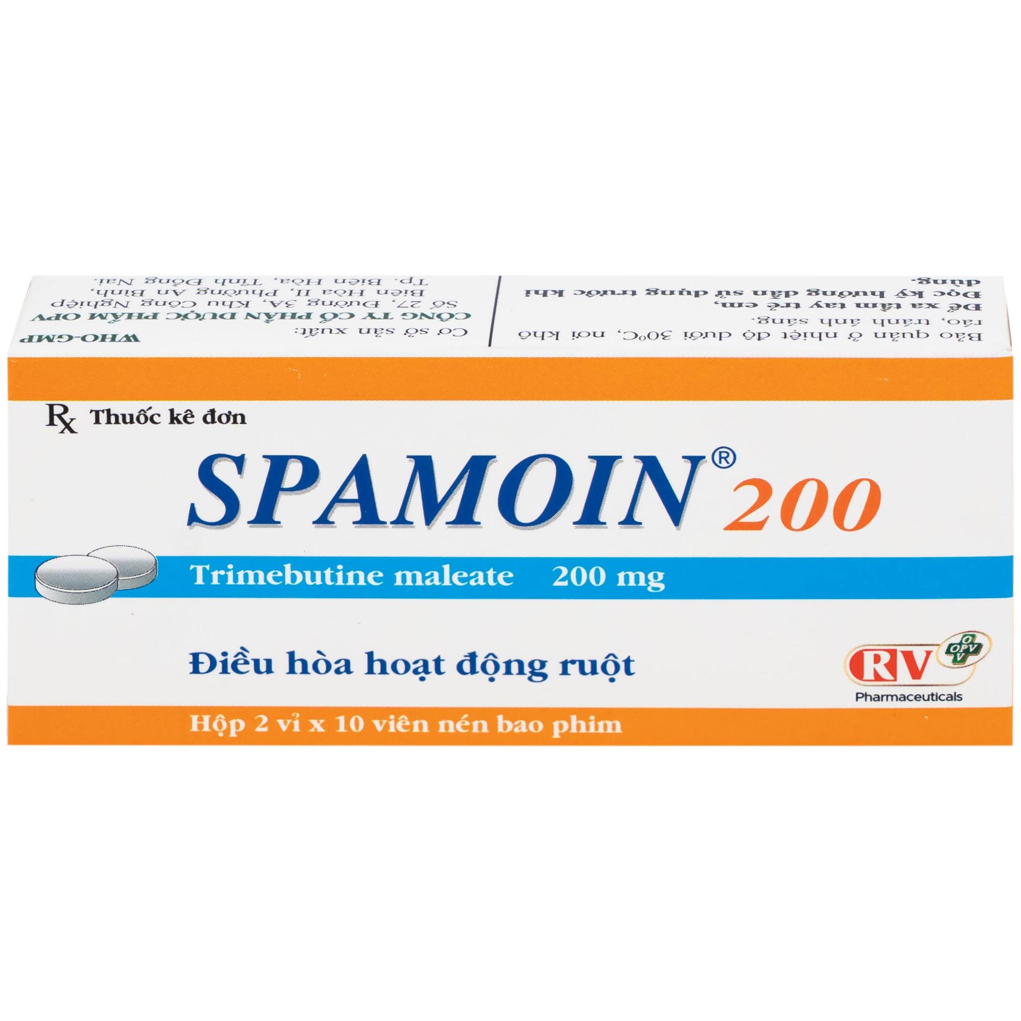 Thuốc Spamoin 200mg OPV điều trị rối loạn chức năng đường ruột (2 vỉ x 10 viên)