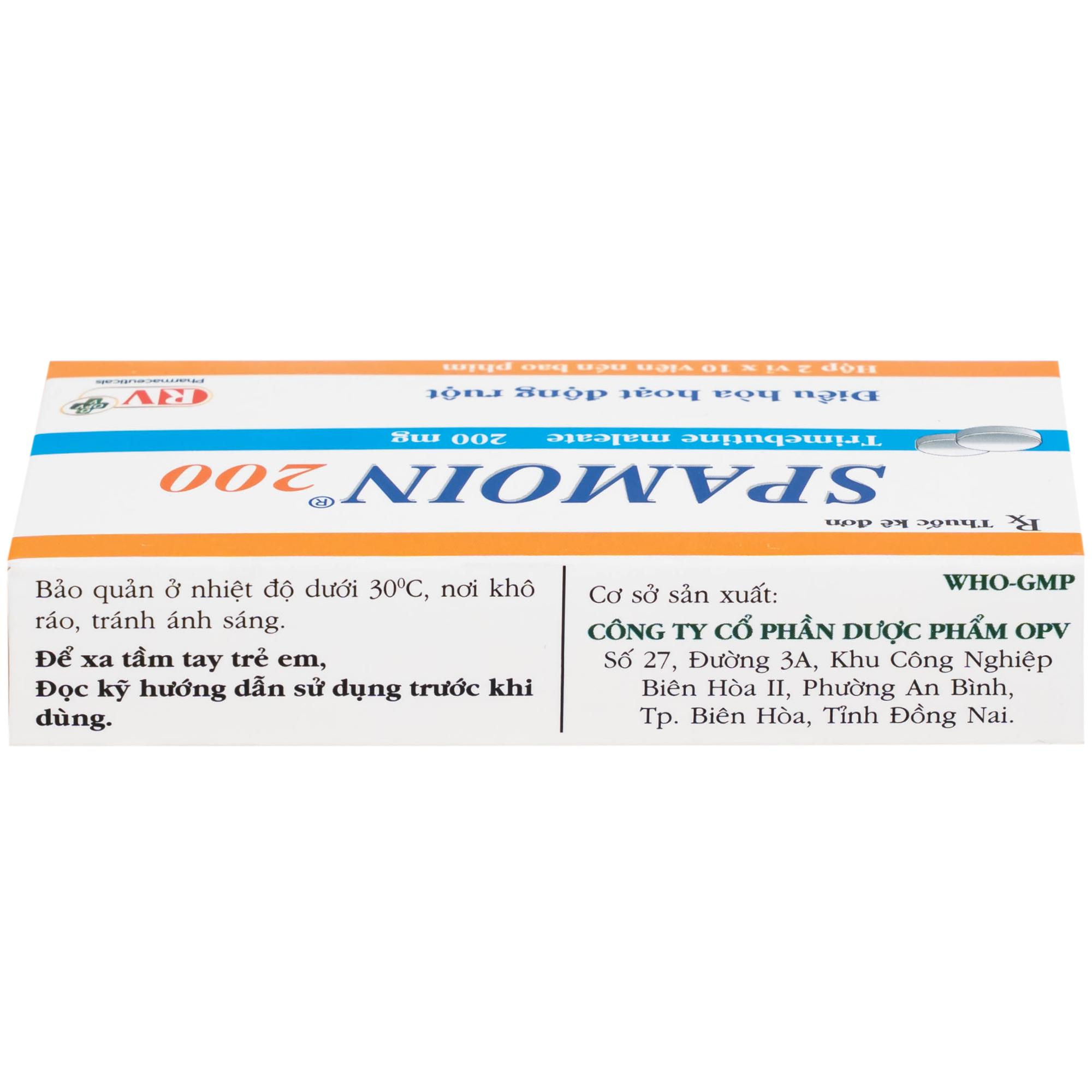 Thuốc Spamoin 200mg OPV điều trị rối loạn chức năng đường ruột (2 vỉ x 10 viên)