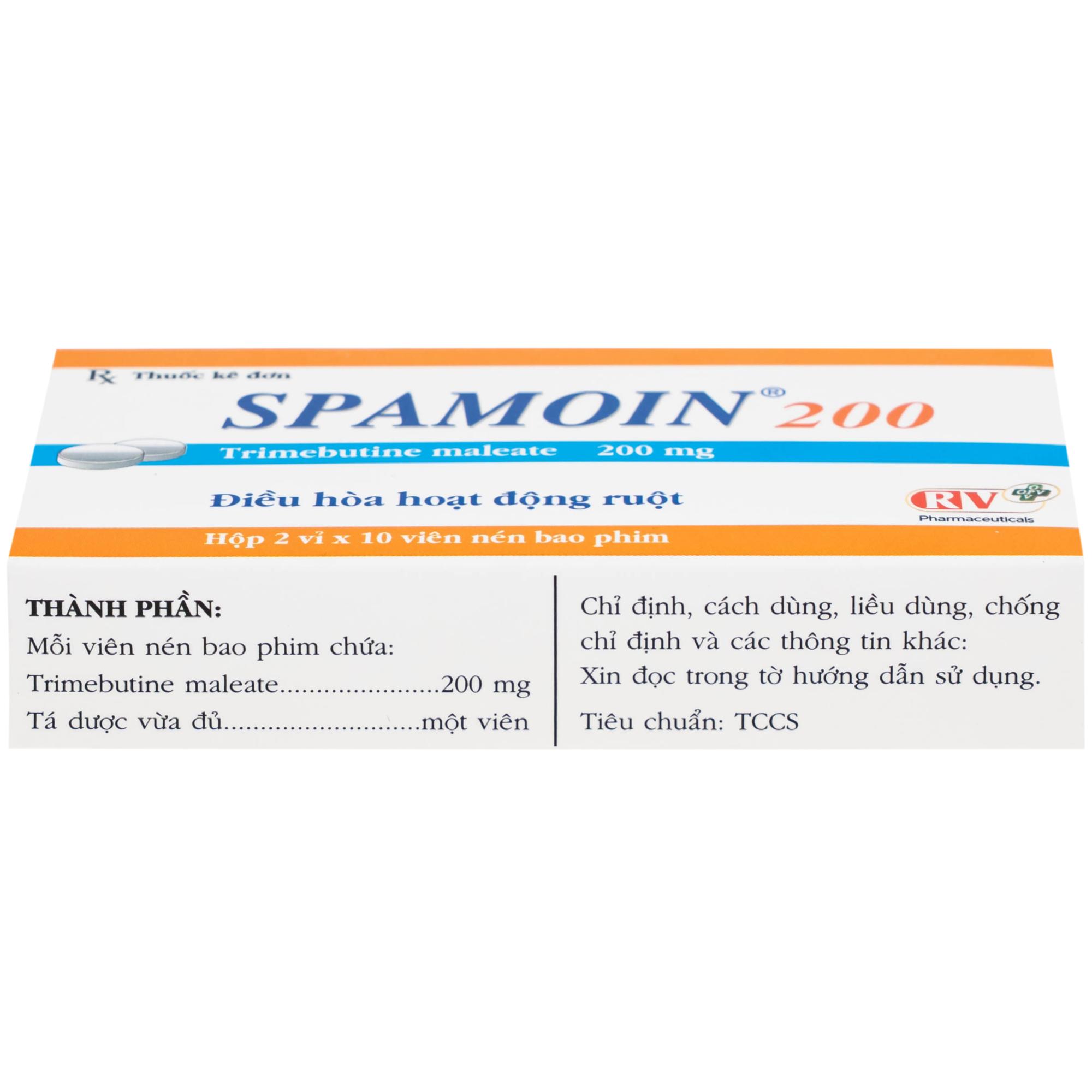 Thuốc Spamoin 200mg OPV điều trị rối loạn chức năng đường ruột (2 vỉ x 10 viên)