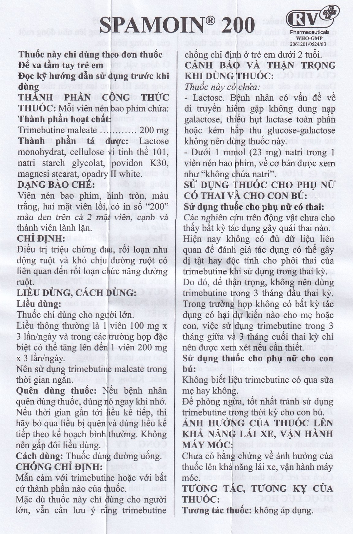 Thuốc Spamoin 200mg OPV điều trị rối loạn chức năng đường ruột (2 vỉ x 10 viên)