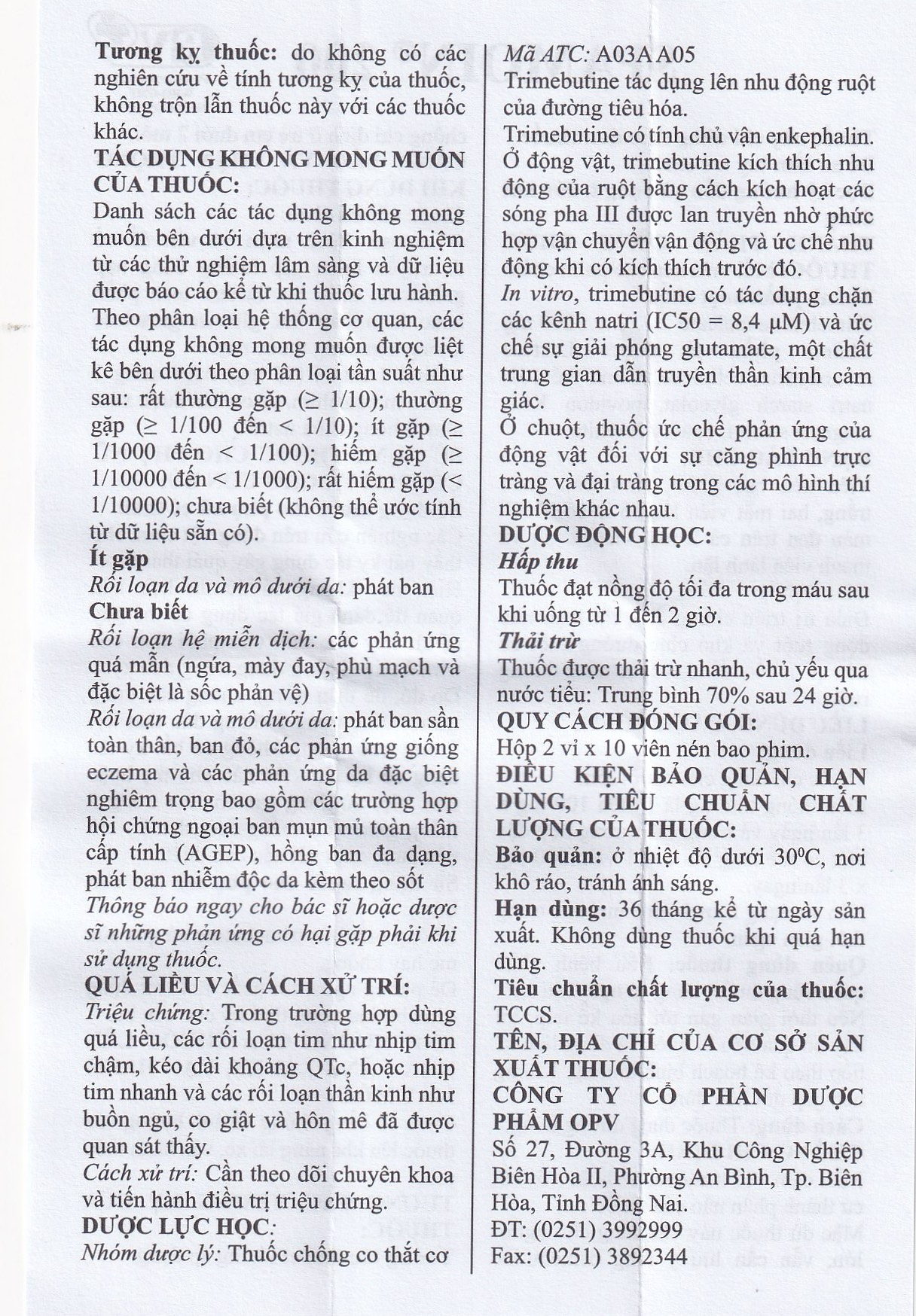 Thuốc Spamoin 200mg OPV điều trị rối loạn chức năng đường ruột (2 vỉ x 10 viên)