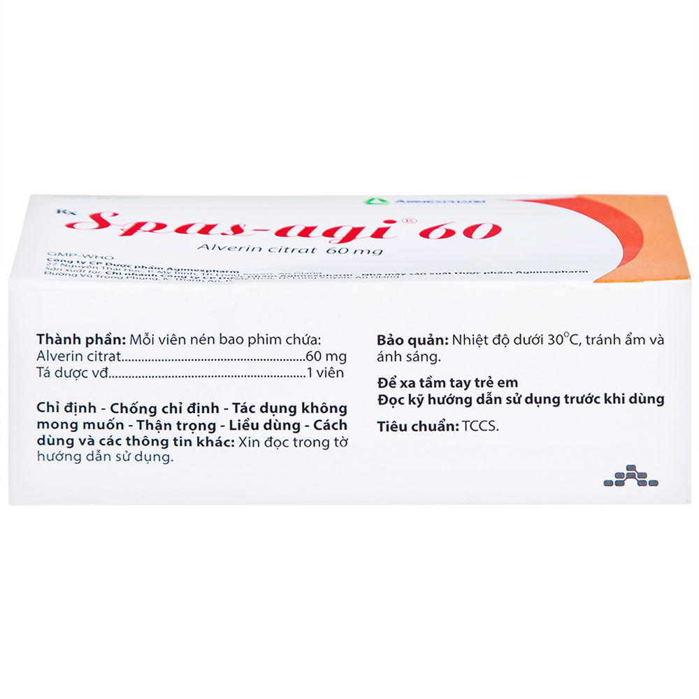 Thuốc Spas-agi 60 Agimexpharm điều trị chống đau do co thắt cơ trơn (60 viên)