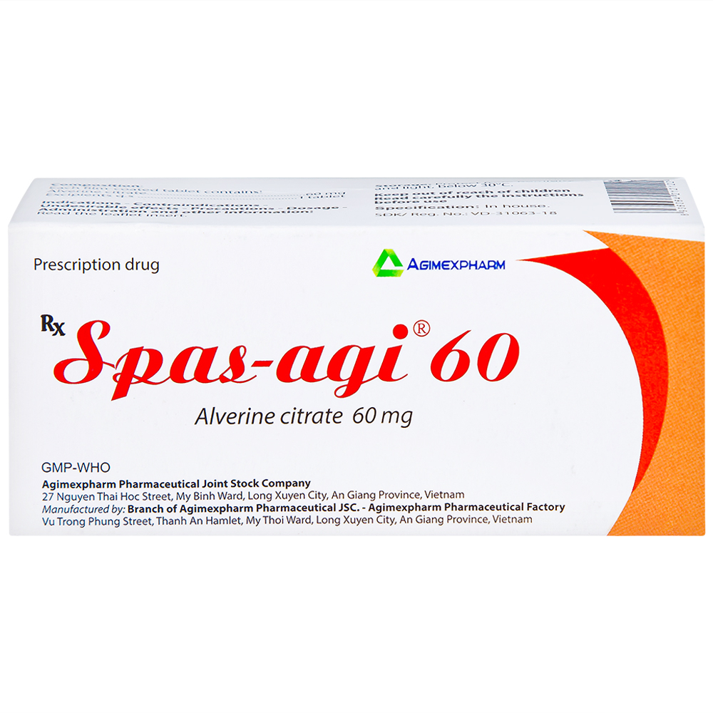 Thuốc Spas-agi 60 Agimexpharm điều trị chống đau do co thắt cơ trơn (60 viên)