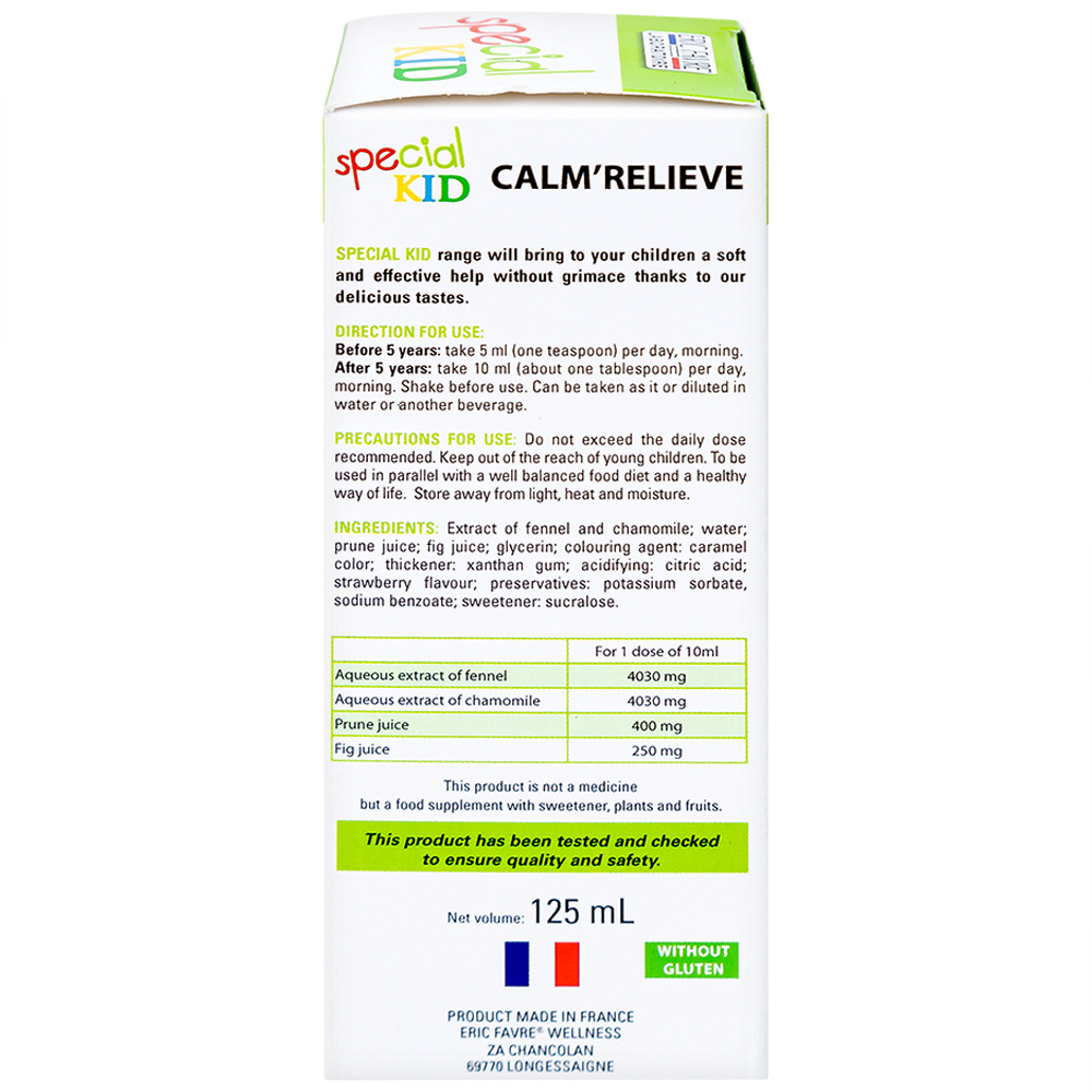 Siro hỗ trợ nhuận tràng, kích thích tiêu hóa, giảm táo bón cho trẻ Special Kid Soulag'Doux hương dâu (125ml)