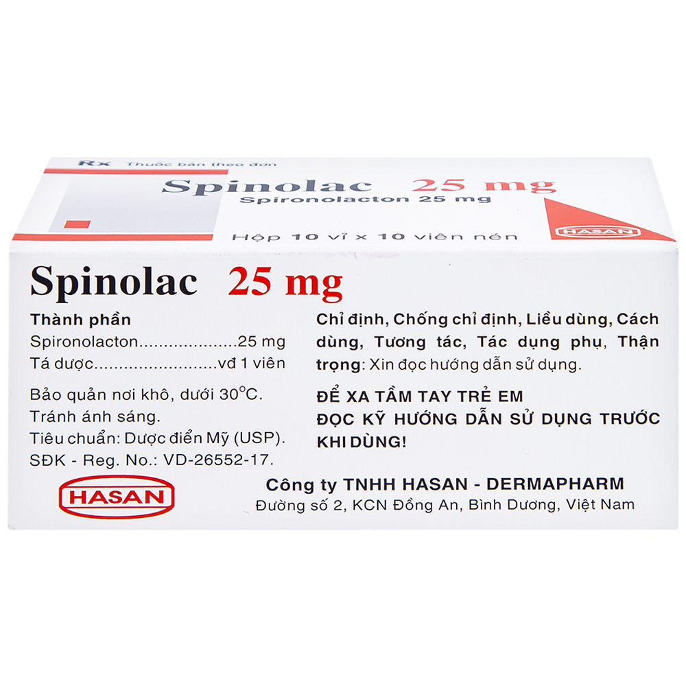 Thuốc Spinolac 25mg Hasan điều trị phù do tim sung huyết (10 vỉ x 10 viên) 