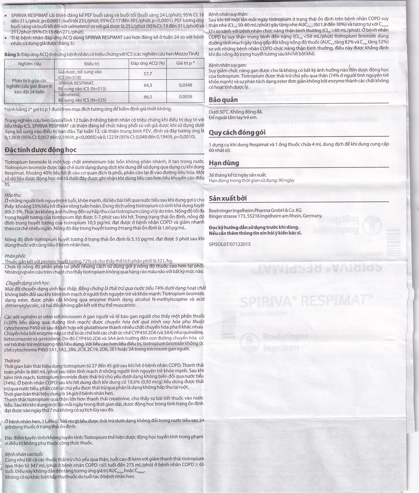 Bình xịt Spiriva Respimat Boehringer điều trị viêm phế quản mạn (30 liều)