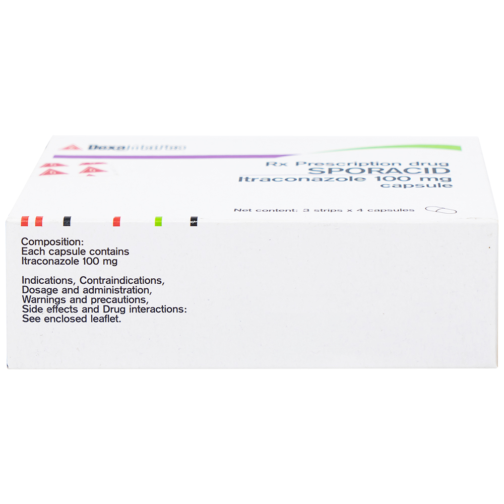 Thuốc Sporacid Itraconazole 100mg Dexa điều trị nấm candida âm hộ, âm đạo (3 vỉ x 4 viên)