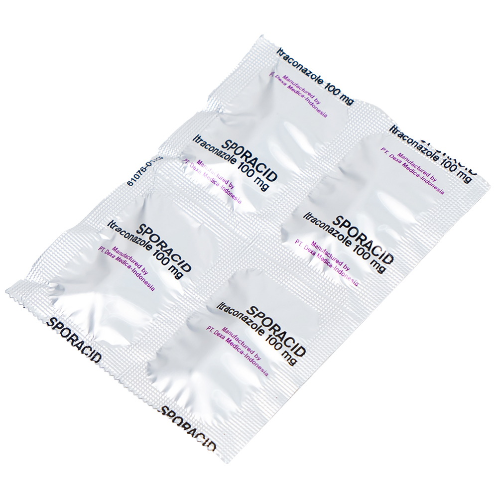 Thuốc Sporacid Itraconazole 100mg Dexa điều trị nấm candida âm hộ, âm đạo (3 vỉ x 4 viên)