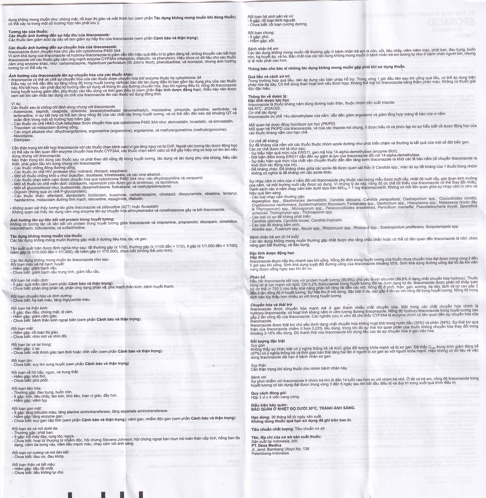 Thuốc Sporacid Itraconazole 100mg Dexa điều trị nấm candida âm hộ, âm đạo (3 vỉ x 4 viên)