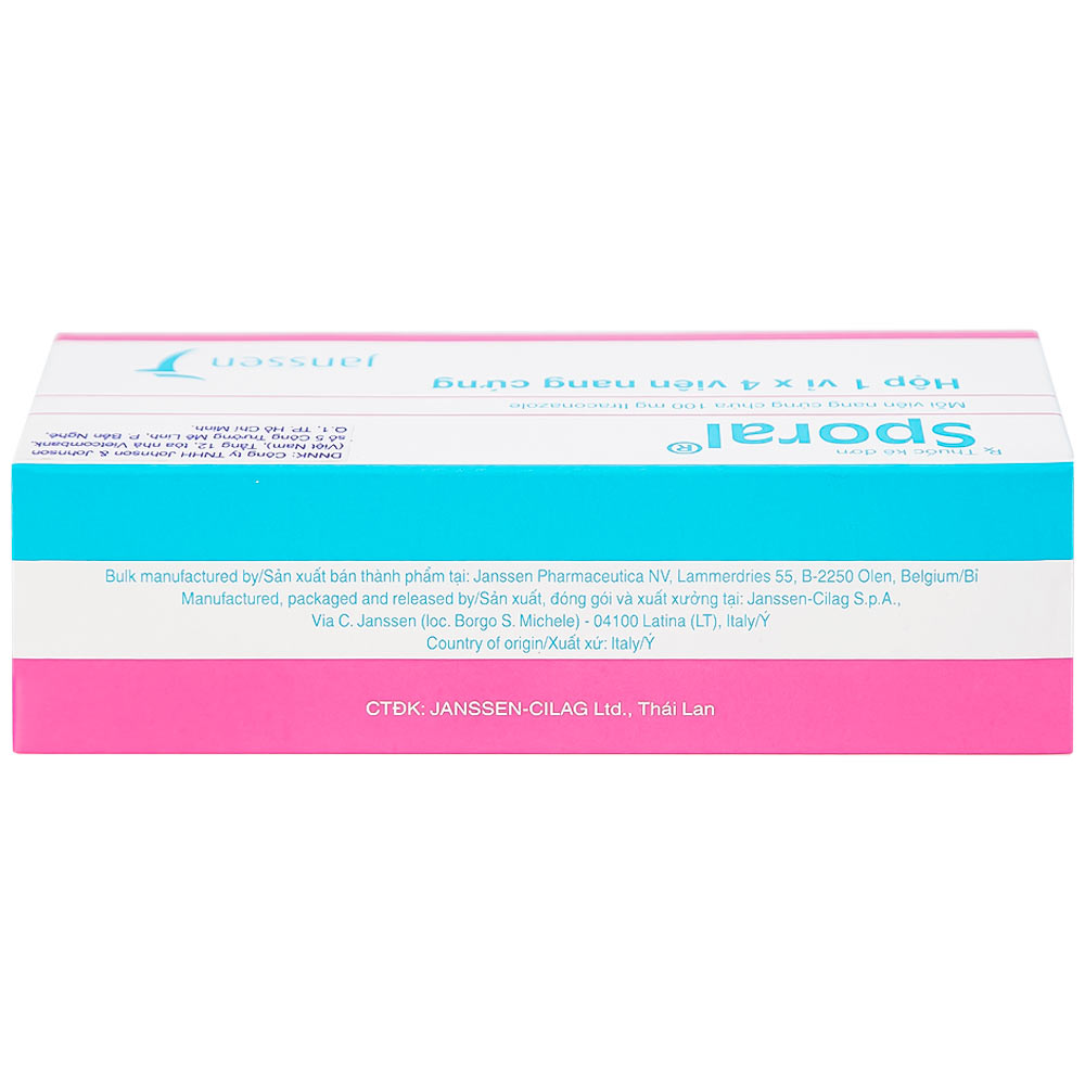 Thuốc Sporal Janssen điều trị các bệnh nấm phụ khoa, da, toàn thân (1 vỉ x 4 viên)