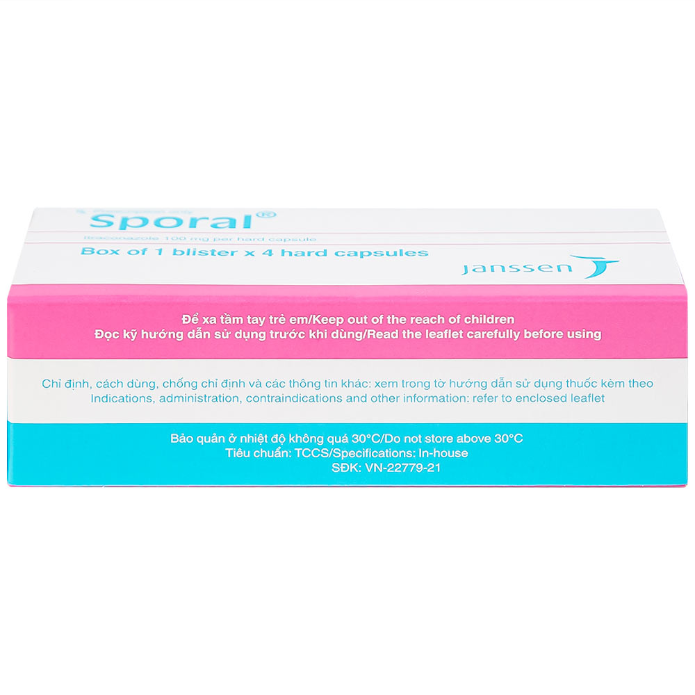 Thuốc Sporal Janssen điều trị các bệnh nấm phụ khoa, da, toàn thân (1 vỉ x 4 viên)