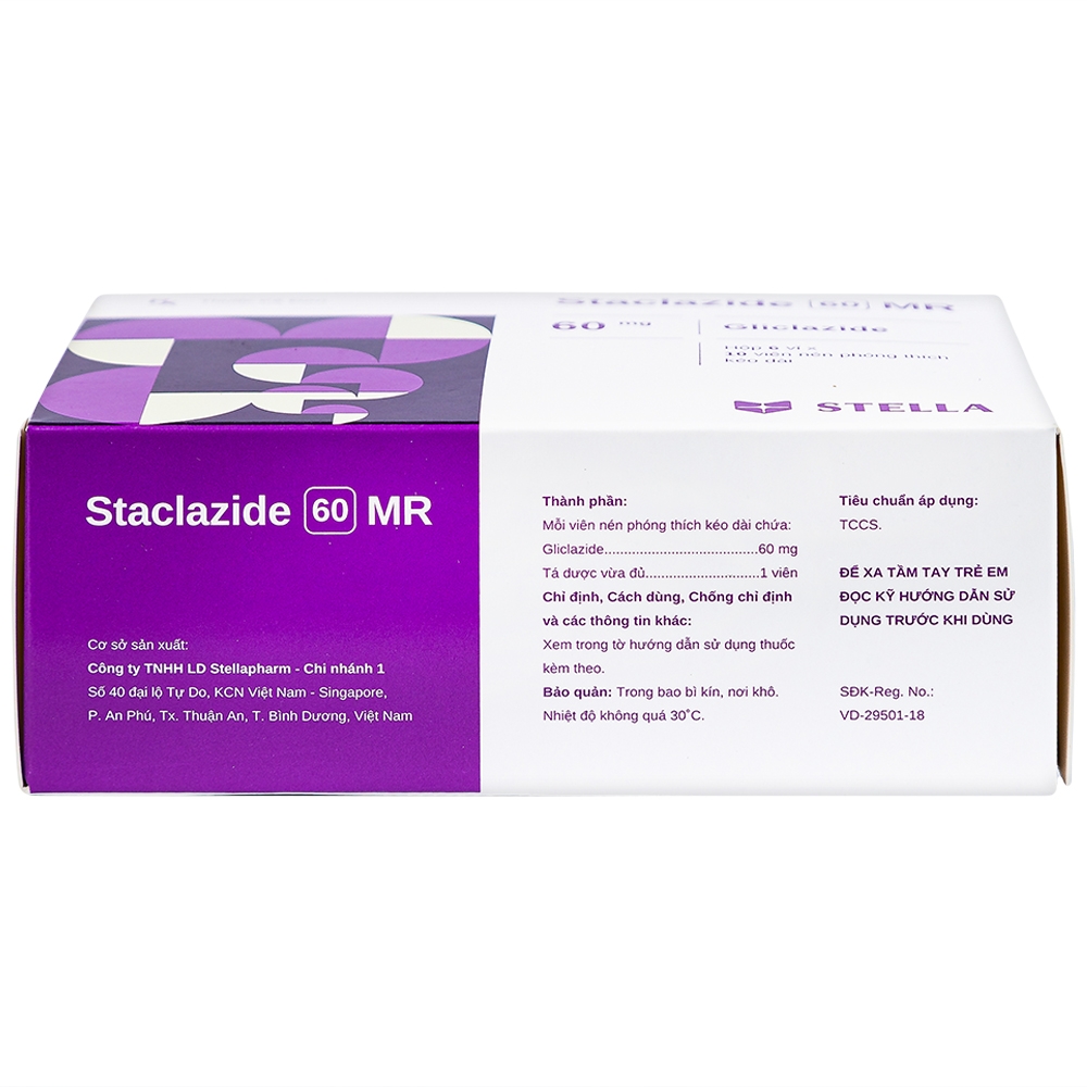 Thuốc Staclazide 60 MR Stella điều trị đái tháo đường típ 2 (6 vỉ x 10 viên)