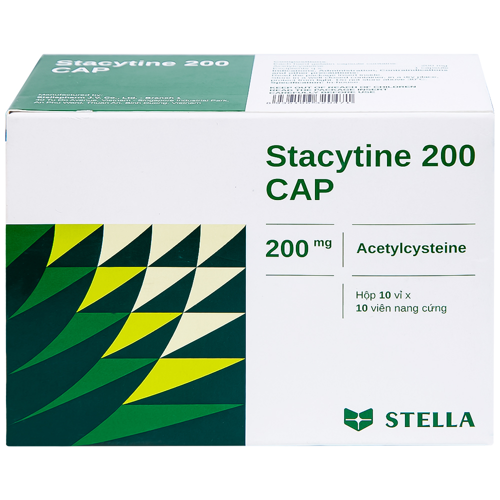 Thuốc Stacytine 200 CAP Stella điều trị long đờm trong viêm phế quản (10 vỉ x 10 viên)