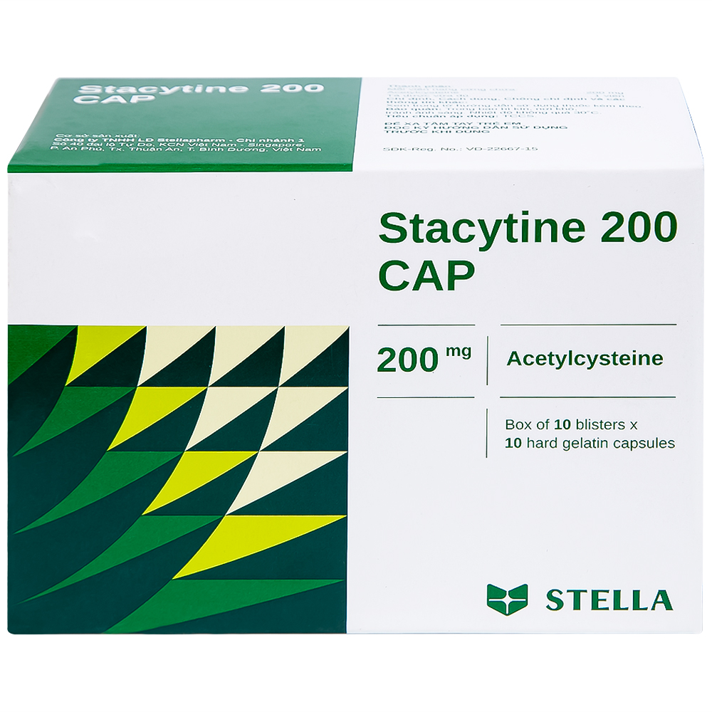Thuốc Stacytine 200 CAP Stella điều trị long đờm trong viêm phế quản (10 vỉ x 10 viên)