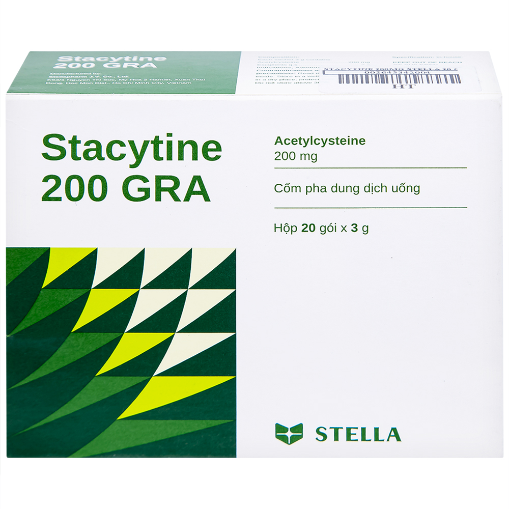 Cốm pha dung dịch uống Stacytine 200 GRA Stella tiêu nhầy, long đờm (20 gói)