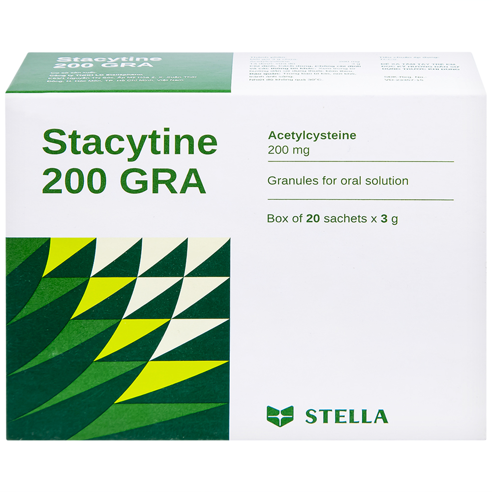 Cốm pha dung dịch uống Stacytine 200 GRA Stella tiêu nhầy, long đờm (20 gói)
