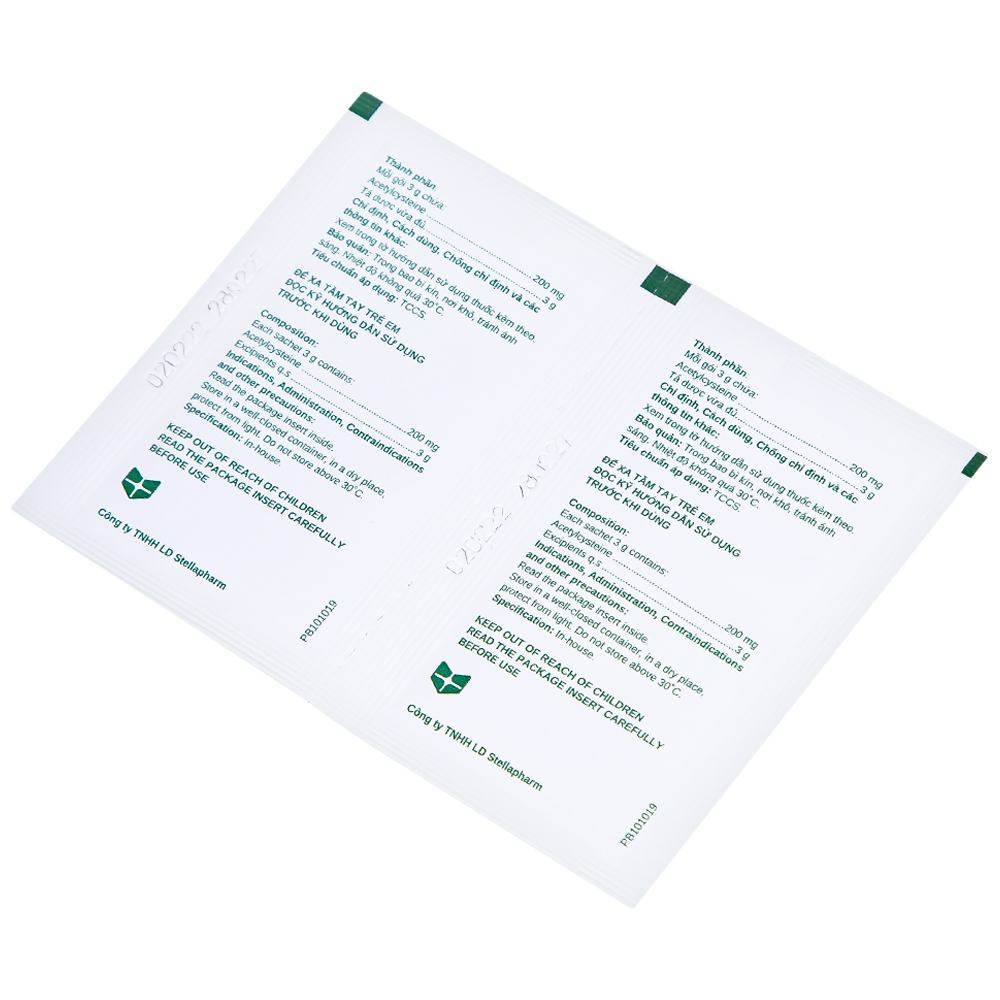 Cốm pha dung dịch uống Stacytine 200 GRA Stella tiêu nhầy, long đờm (20 gói)