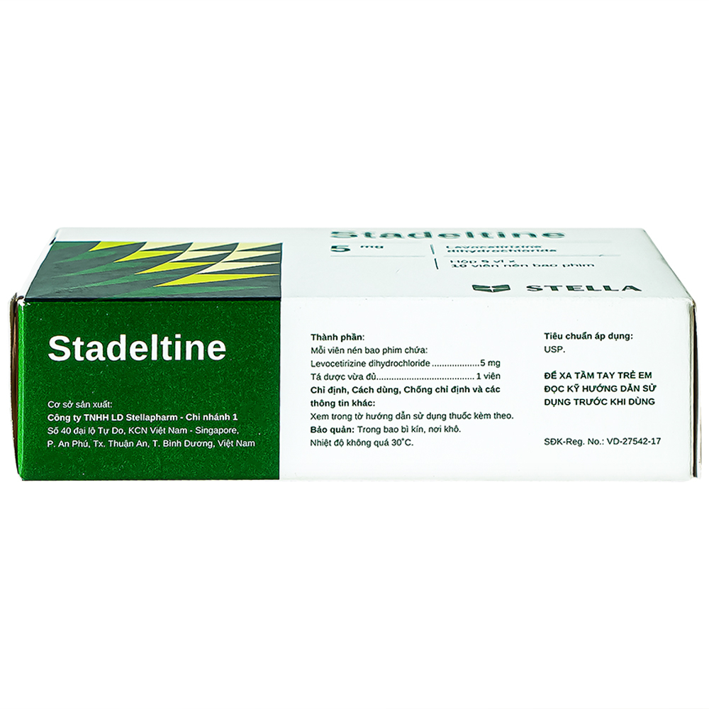 Thuốc Stadeltine 5mg Stella giảm các triệu chứng ở mắt và mũi ( 5 vỉ x 10 viên)