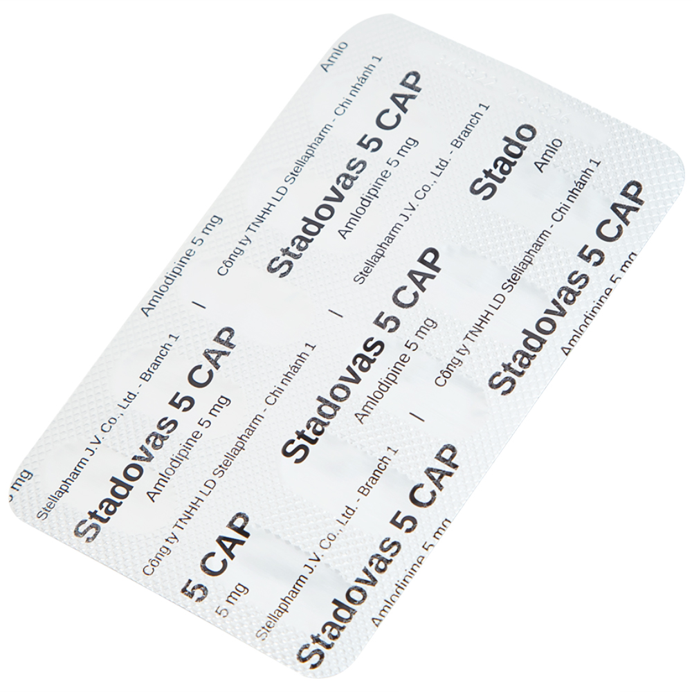 Thuốc Stadovas 5 CAP Stella điều trị tăng huyết áp, đau thắt ngực mạn tính ổn định (3 vỉ x 10 viên)