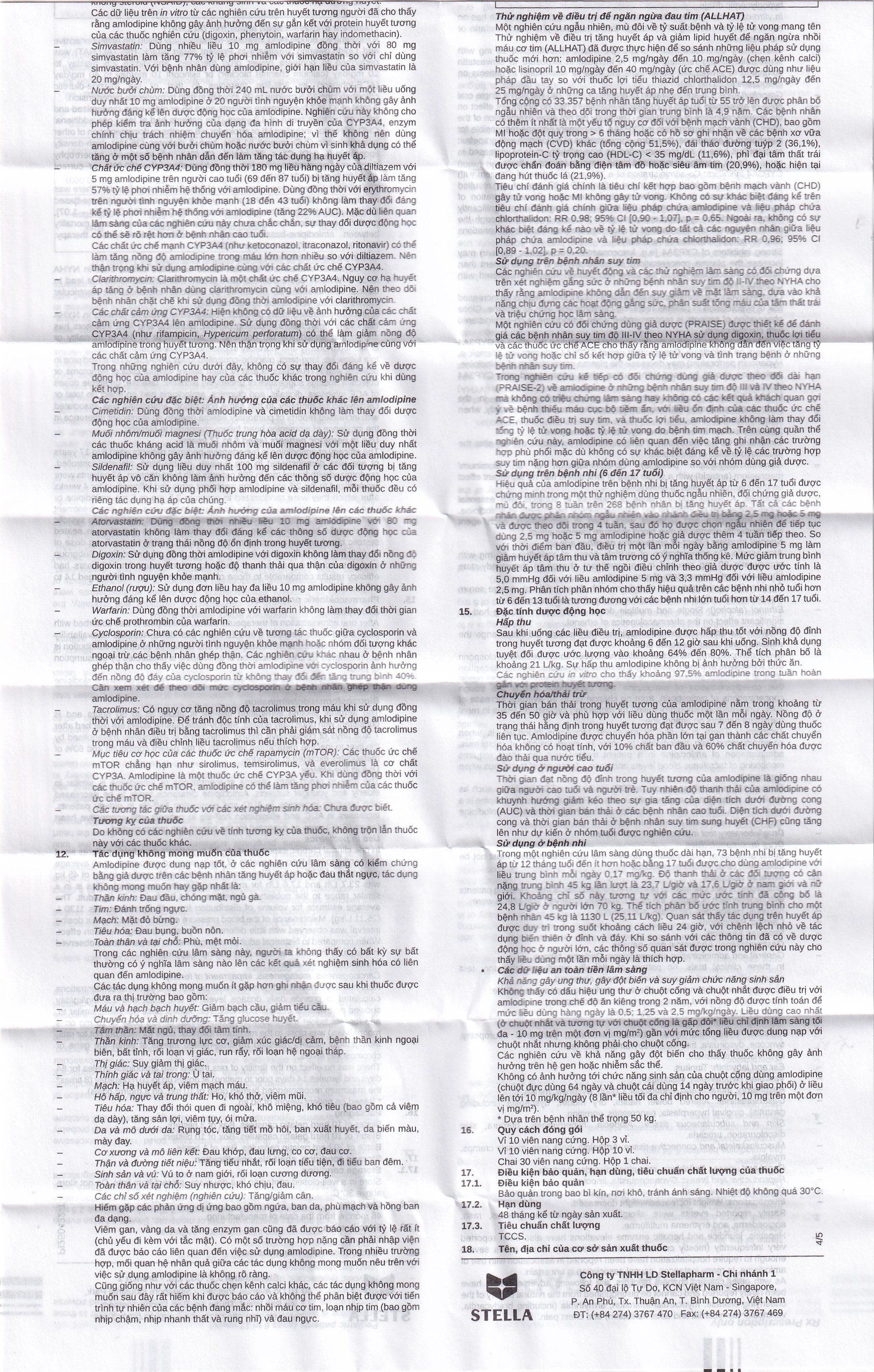 Thuốc Stadovas 5 CAP Stella điều trị tăng huyết áp, đau thắt ngực mạn tính ổn định (3 vỉ x 10 viên)