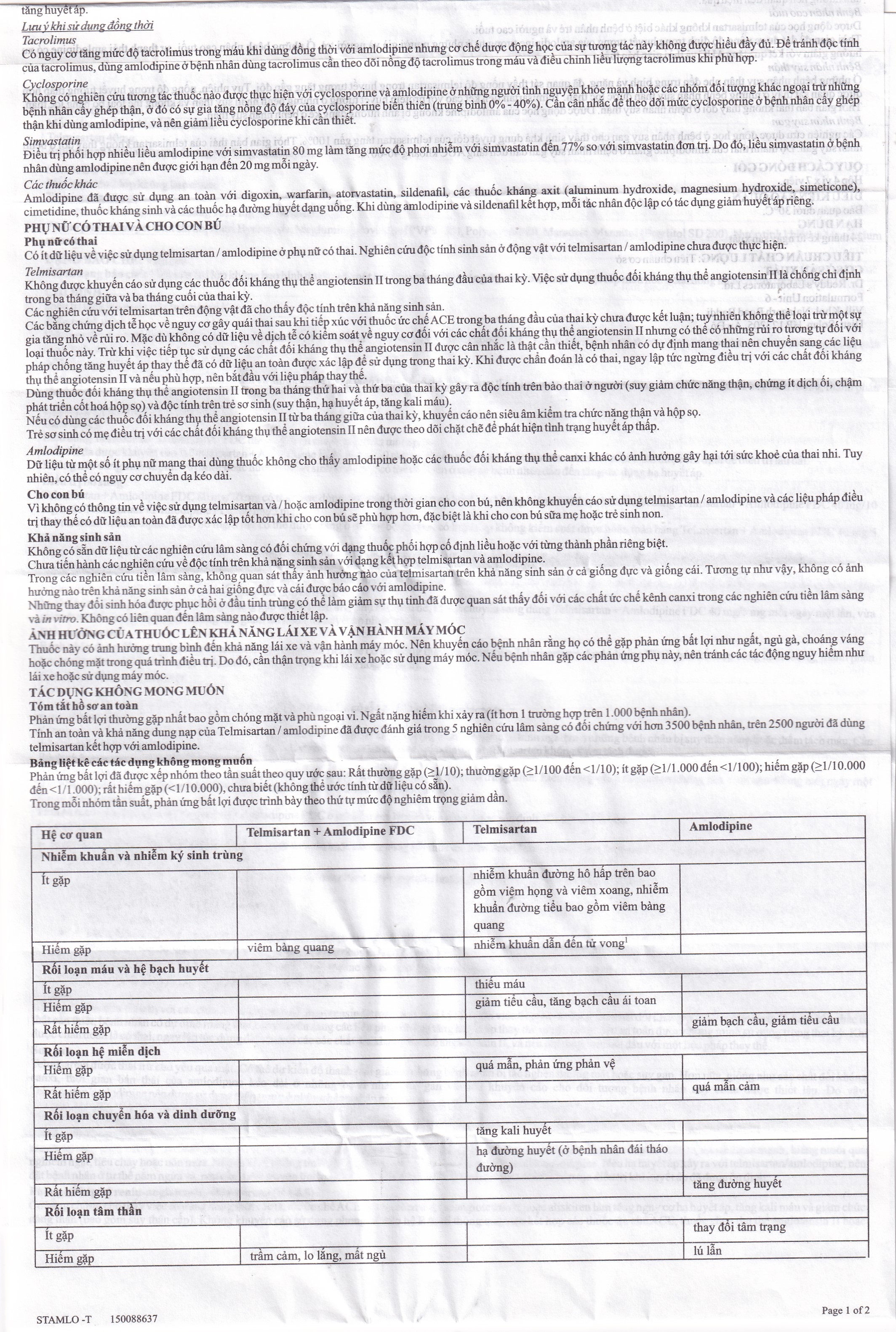 Thuốc Stamlo-T 40mg/5mg Dr.Reddy điều trị tăng huyết áp (4 vỉ x 7 viên)