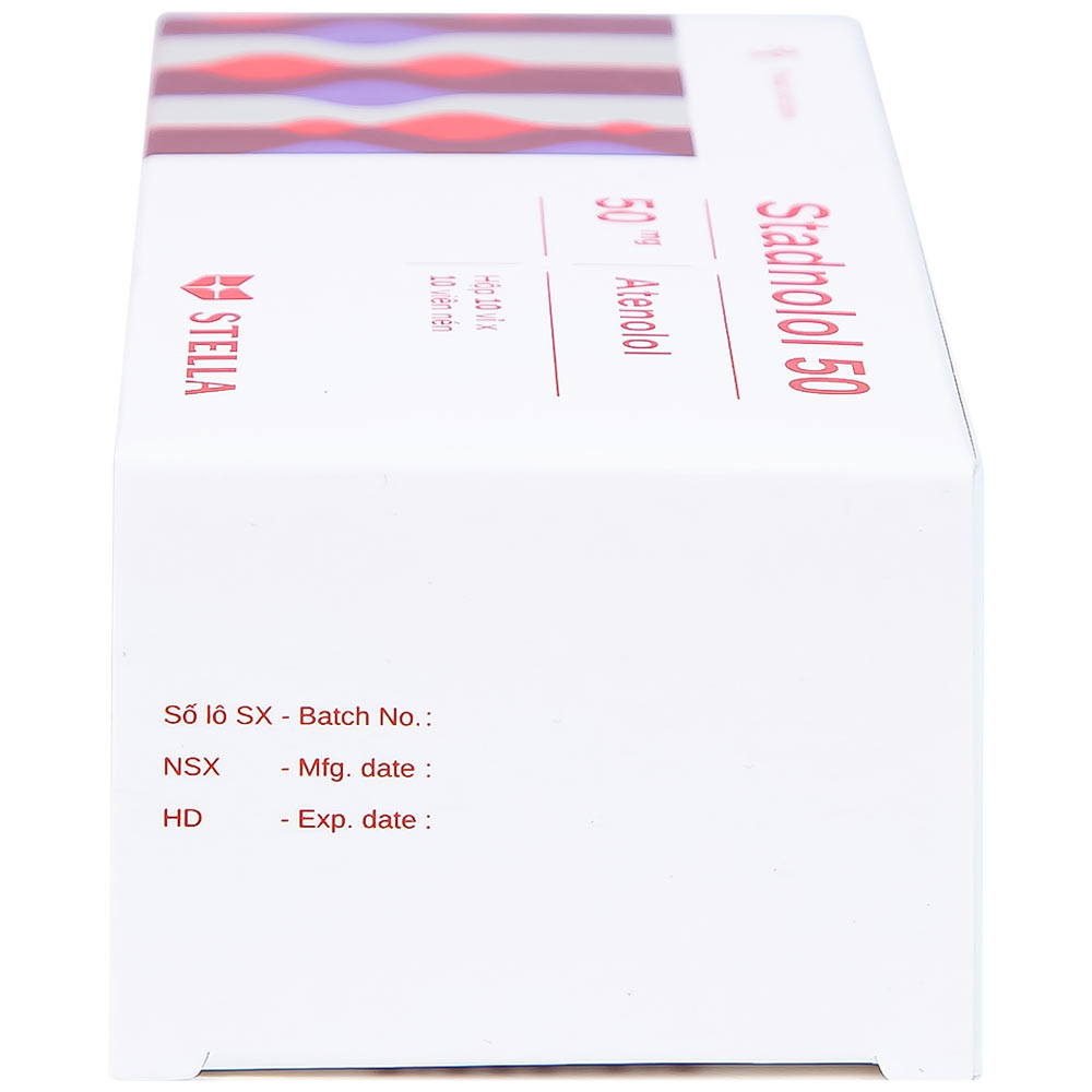 Thuốc Stadnolol 50 Stella điều trị tăng huyết áp, đau thắt ngực mạn tính ổn định (10 vỉ x 10 viên) 