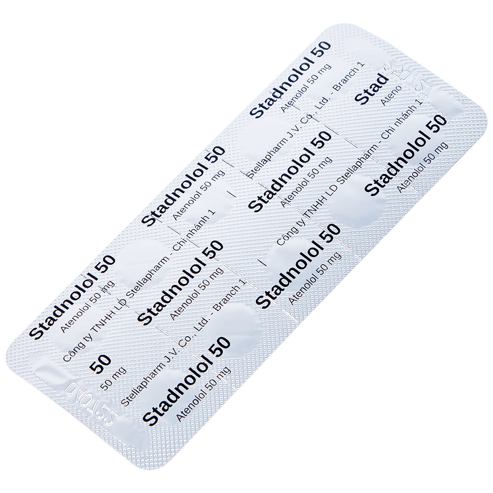 Thuốc Stadnolol 50 Stella điều trị tăng huyết áp, đau thắt ngực mạn tính ổn định (10 vỉ x 10 viên) 