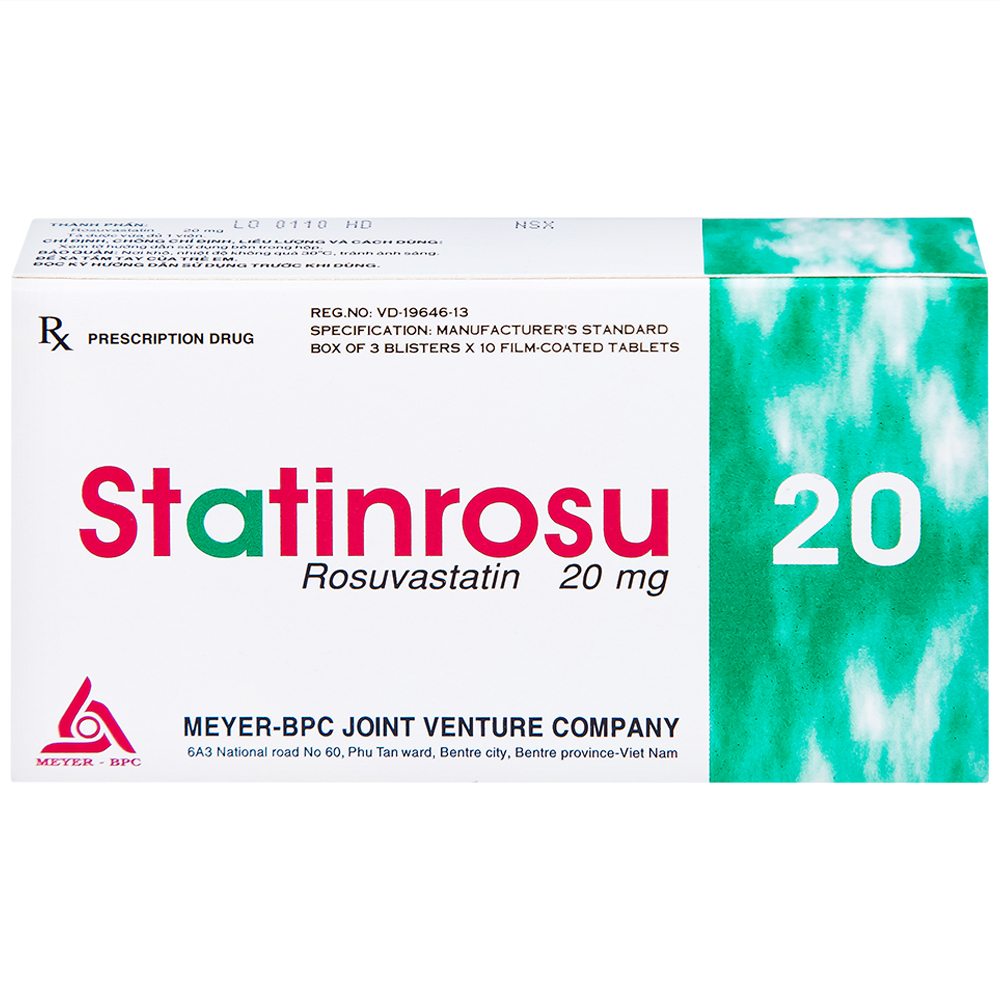 Thuốc Statinrosu 20 Meyer điều trị tăng cholesterol máu nguyên phát (3 vỉ x 10 viên)