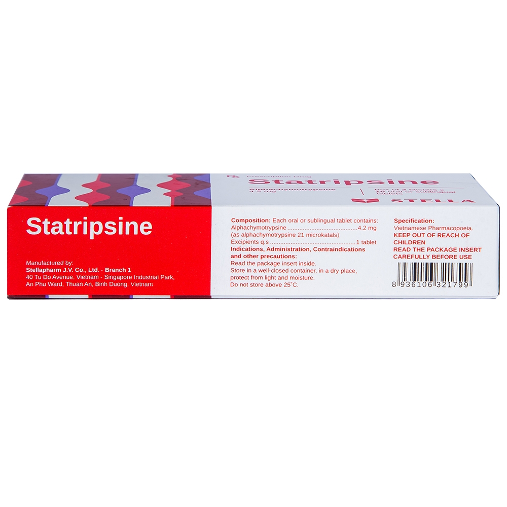 Thuốc Statripsine Stella điều trị phù nề sau chấn thương (2 vỉ x 10 viên)