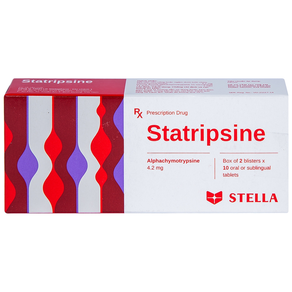 Thuốc Statripsine Stella điều trị phù nề sau chấn thương (2 vỉ x 10 viên)