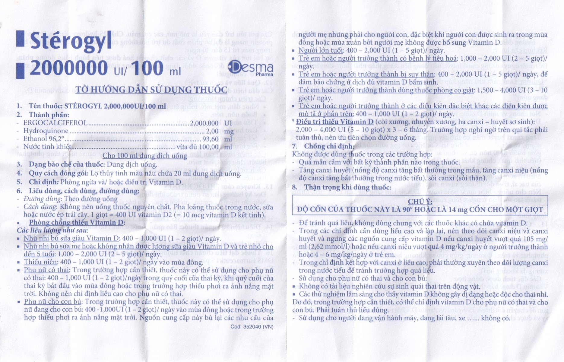 Siro Stérogyl Desma phòng ngừa và điều trị thiếu hụt Vitamin D (20ml)