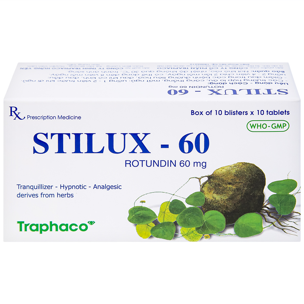 Thuốc Stilux-60 Traphaco dùng lo âu, căng thẳng, mất ngủ (10 vỉ x 10 viên) 