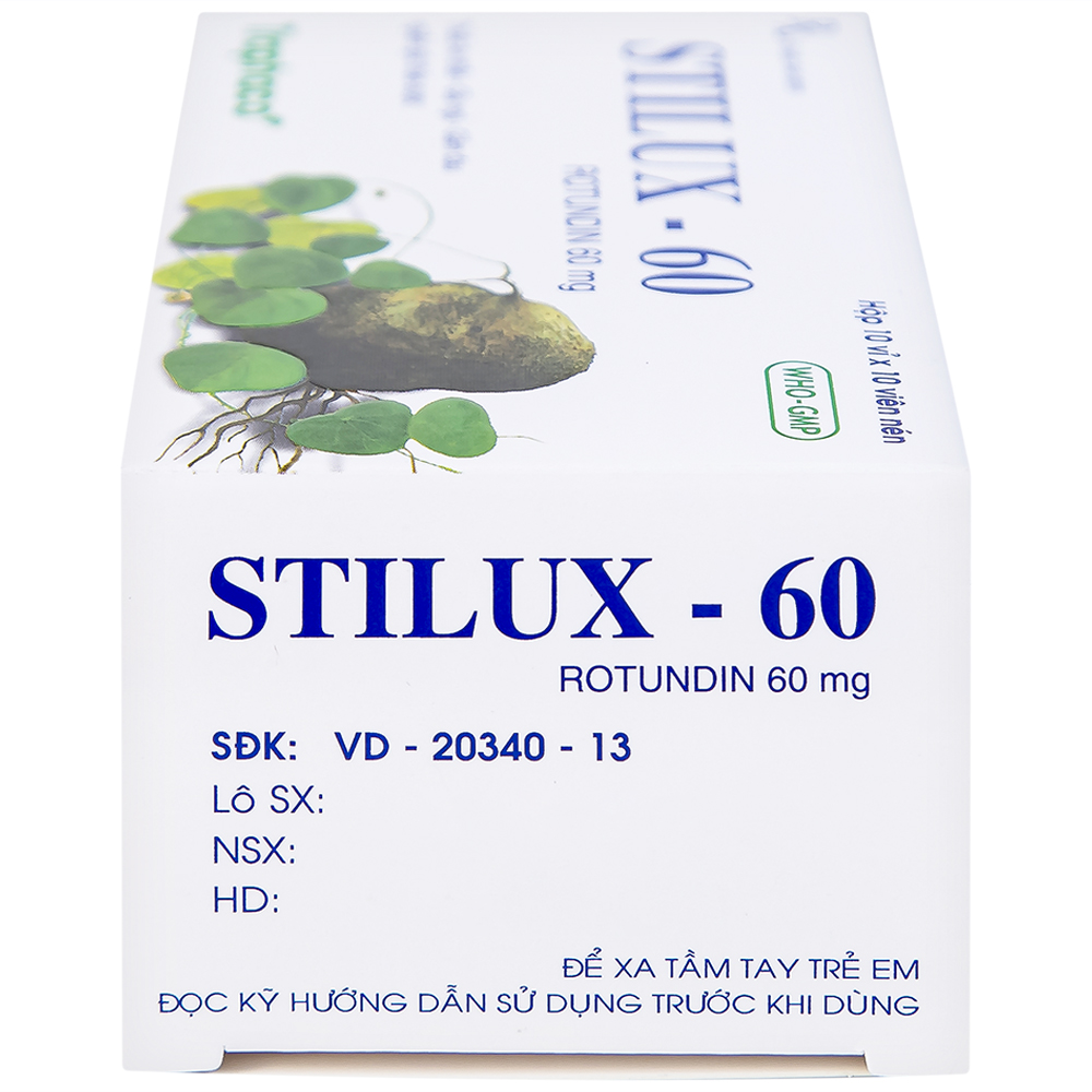 Thuốc Stilux-60 Traphaco dùng lo âu, căng thẳng, mất ngủ (10 vỉ x 10 viên) 