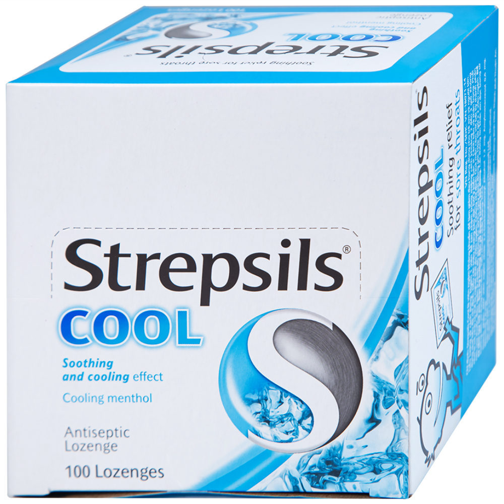 Viên ngậm Strepsils Cool Reckitt Benckiser giảm đau họng (50 gói x 2 viên)