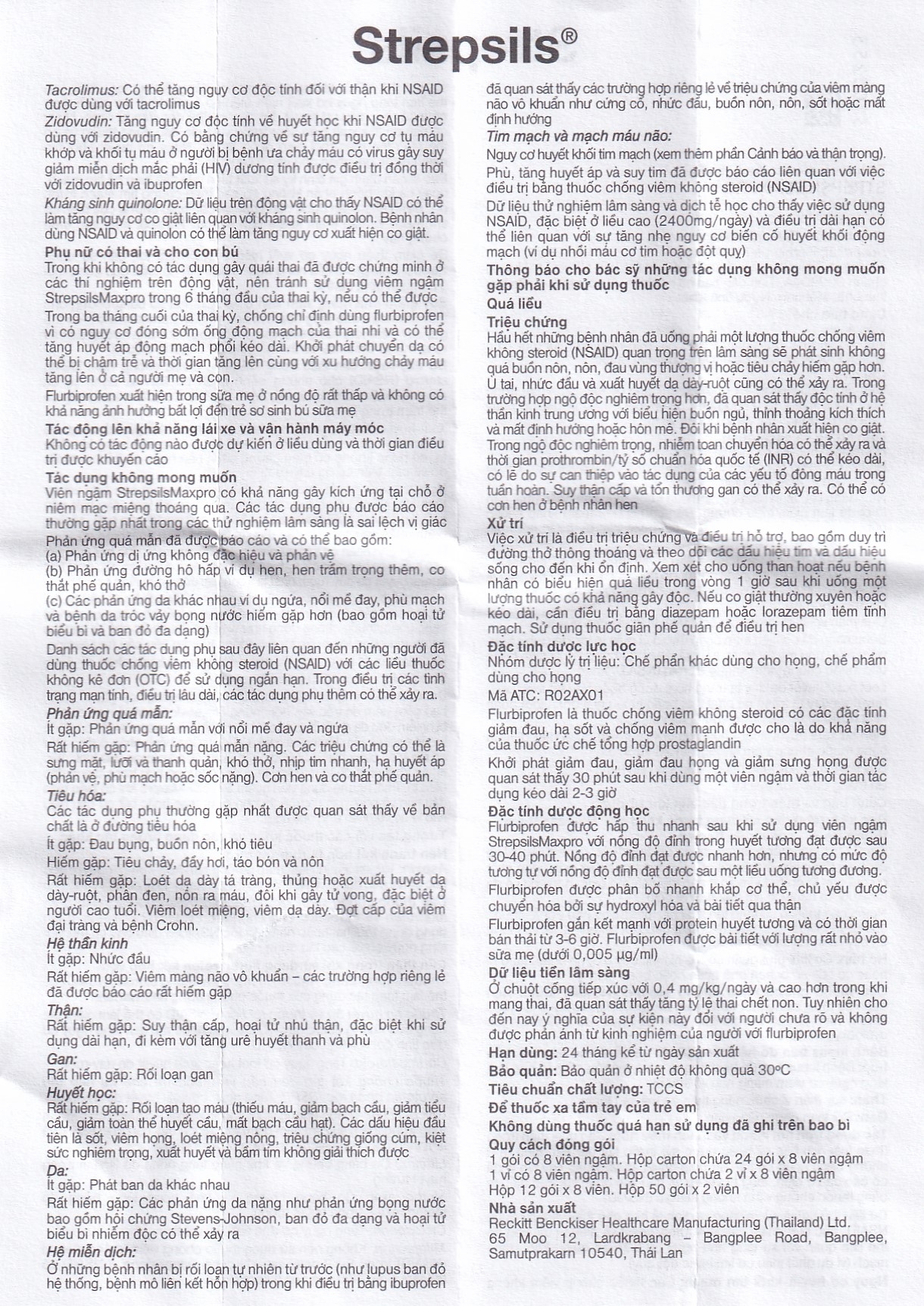 Viên ngậm Strepsils Maxpro Reckitt Benckiser làm giảm đau trong viêm họng (12 gói x 8 viên)