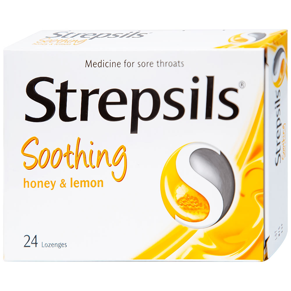 Viên ngậm Strepsils Soothing mật ong &amp; chanh giảm đau họng (2 vỉ x 12 viên)