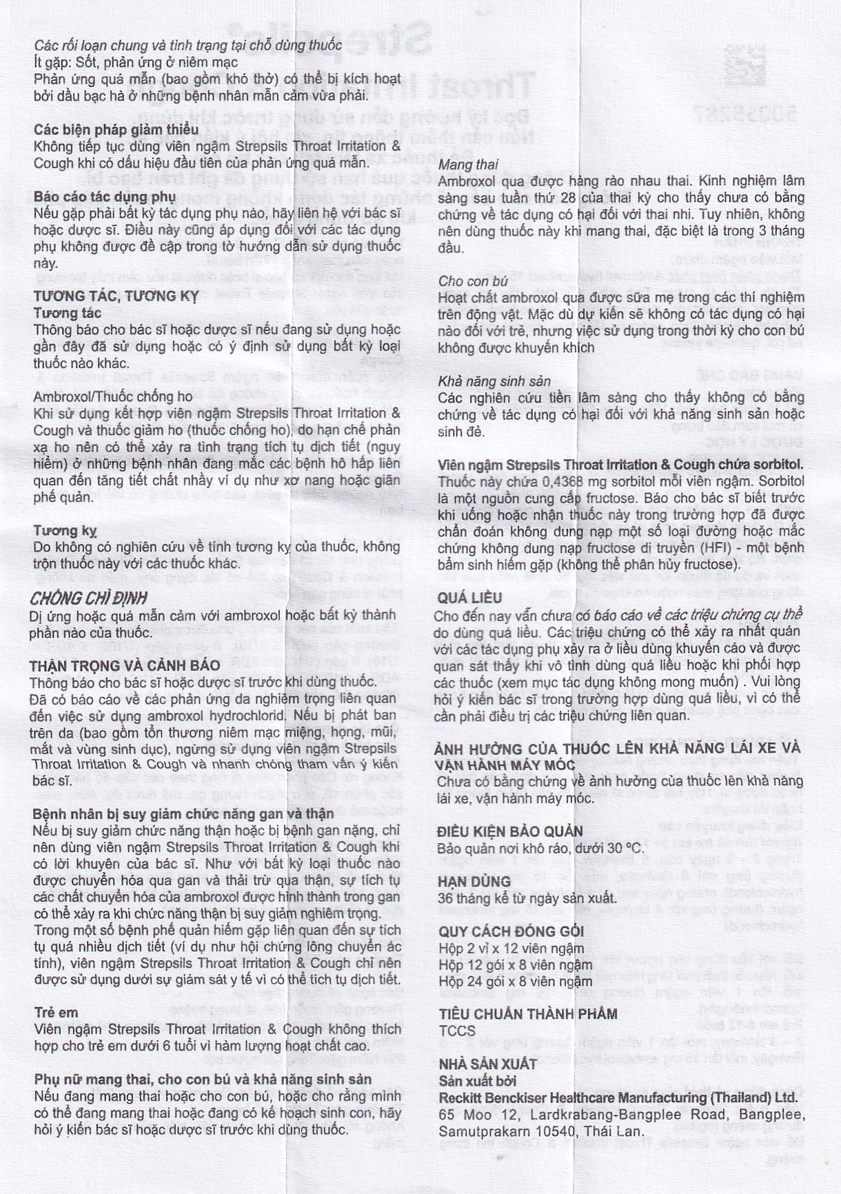 Viên ngậm Strepsils Throat Irritation & Cough Reckitt Benckiser giúp làm sạch đường thở và kiểm soát ho (2 vỉ x 12 viên)