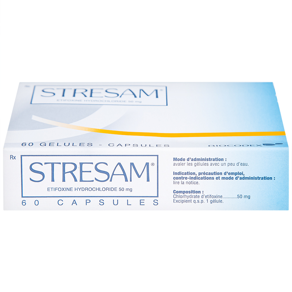 Thuốc Stresam Biocodex điều trị các biểu hiện dạng tâm thể của lo âu (3 vỉ x 20 viên)