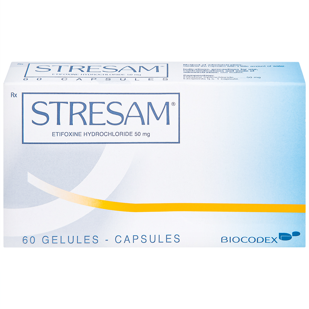 Thuốc Stresam Biocodex điều trị các biểu hiện dạng tâm thể của lo âu (3 vỉ x 20 viên)