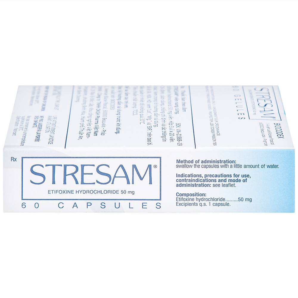Thuốc Stresam Biocodex điều trị các biểu hiện dạng tâm thể của lo âu (3 vỉ x 20 viên)