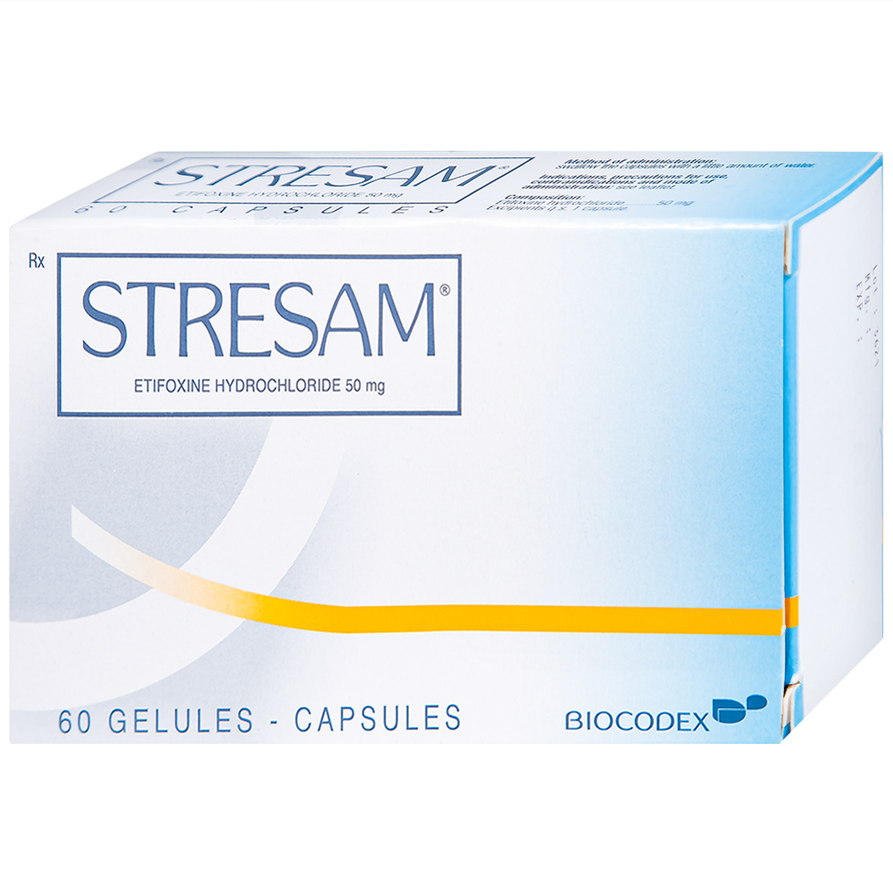 Thuốc Stresam Biocodex điều trị các biểu hiện dạng tâm thể của lo âu (3 vỉ x 20 viên)
