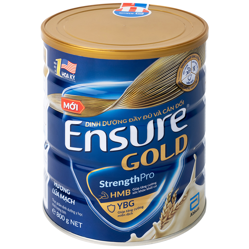 Sữa tăng cường sức khỏe khối cơ tăng miễn dịch Ensure Gold StrengthPro hương lúa mạch (800g)