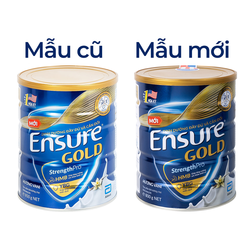 Sữa tăng cường sức khỏe khối cơ tăng miễn dịch Ensure Gold StrengthPro hương vani (800g)