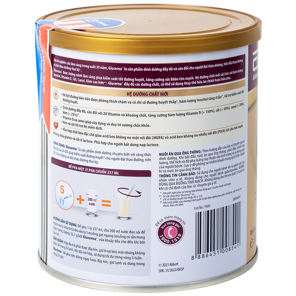 Sữa bổ sung dinh dưỡng đặc biệt cho người đái tháo đường Glucerna Abbott (380g)