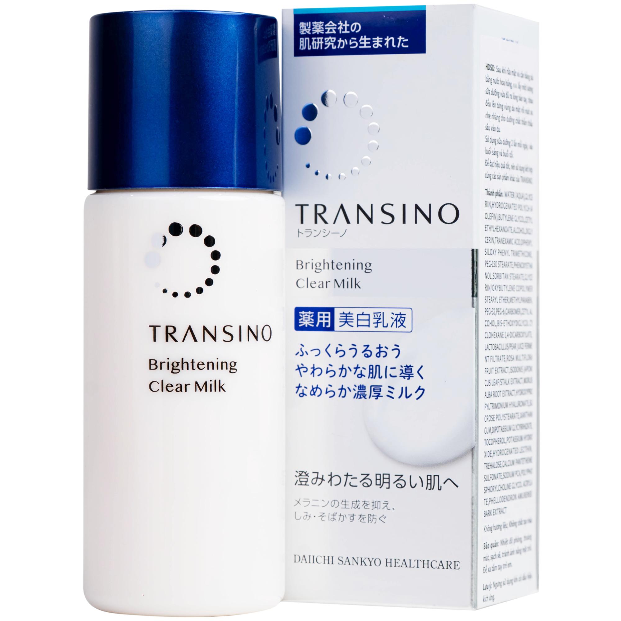 Sữa dưỡng trắng da Transino Brightening Clear Milk dưỡng ẩm, dưỡng sáng, hỗ trợ làm mờ thâm nám (100ml)