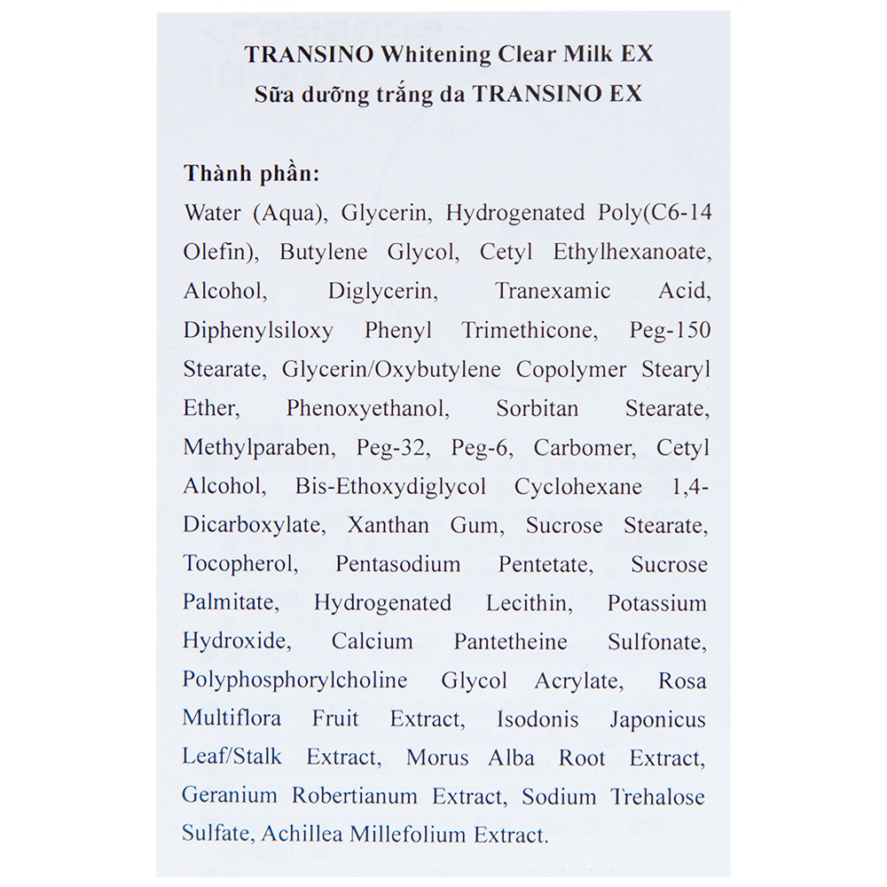 Sữa dưỡng trắng, ngừa nám da Transino Whitening Clear Milk EX 100ml