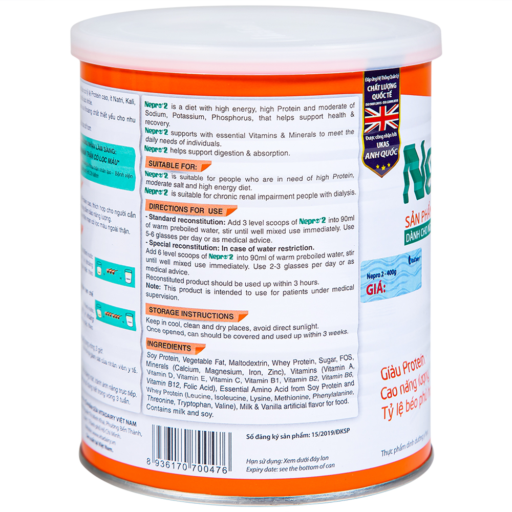 Sữa bổ sung dinh dưỡng giàu protein người bệnh thận Nepro 2 (400g)