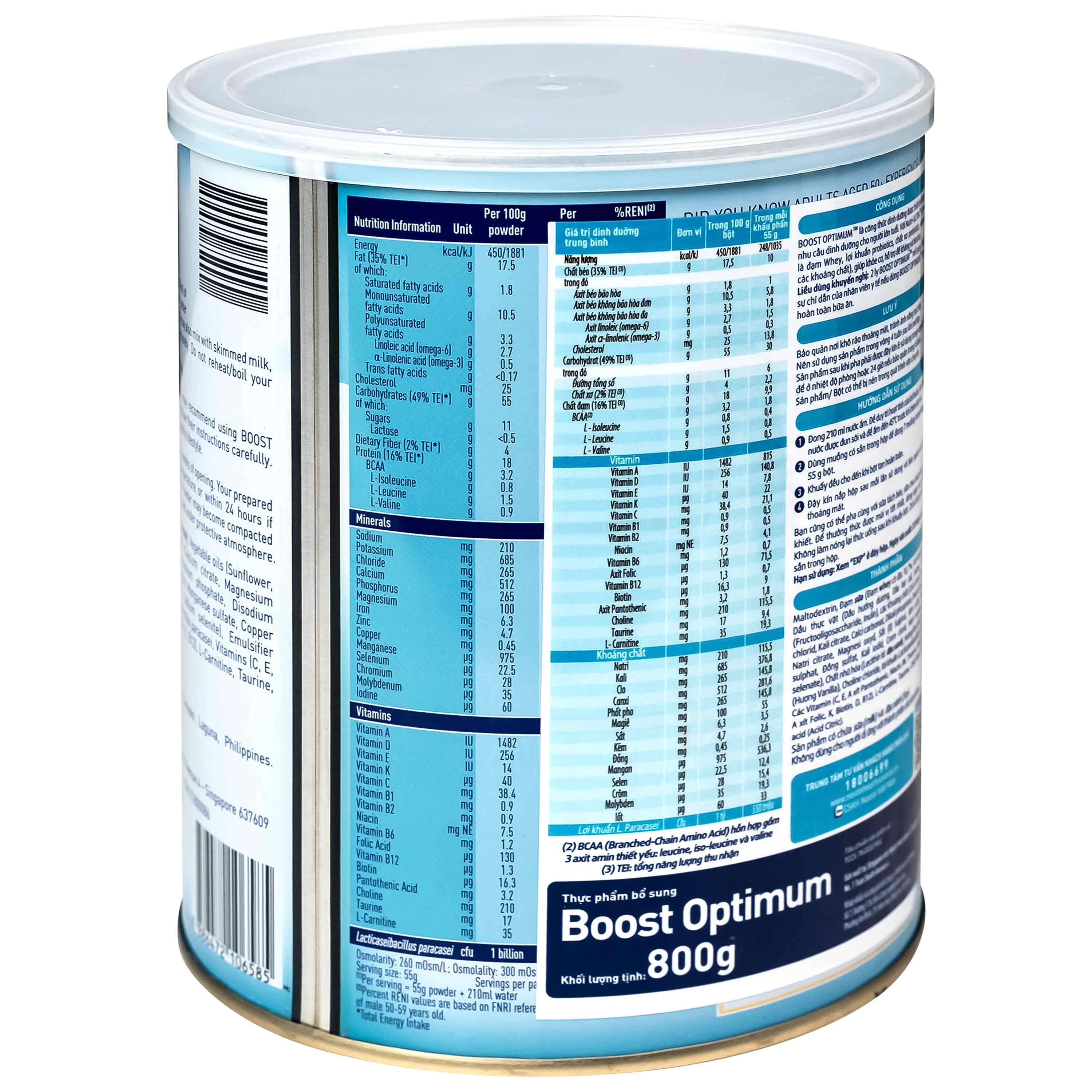 Sữa bổ sung vitamin khoáng chất cho cơ thể Boost Optimum Nestlé (800g)